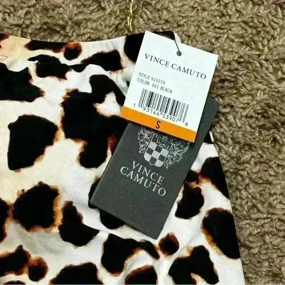 NWT - Vince Camuto Chain Halter Blouson Tankini Top Leopard Print, size S - Picture 4 of 6
